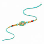 Traditional Turquoise Oval Swan Charm Stone Designer Rakhi