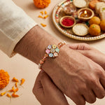 Handcrafted Pastel Floral Divine Peacock Rakhi (Set of 2)
