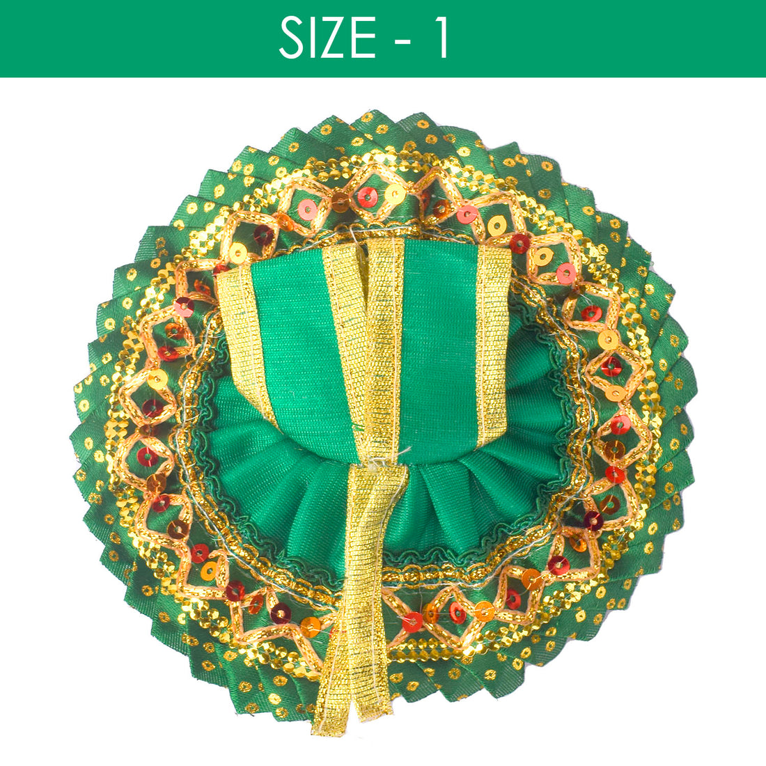 Size -1 Vibrant Green Laddu Gopal Dress with Golden Lattice Border