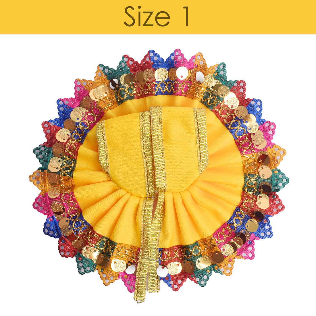 Laddu Gopal Yellow Dress with Multi-Color Sequined Border