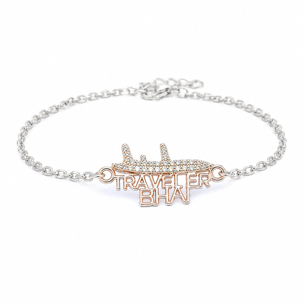 Stylish 925 Silver Aeroplane Motif Traveler Bhai Rakhi