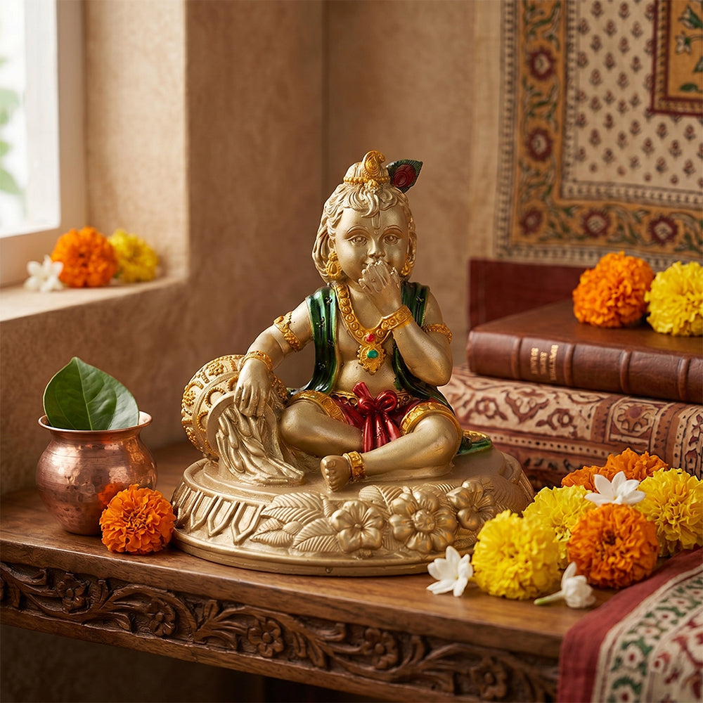 Premium Multi-Tone Laddu Gopal Resin Statue