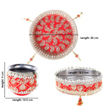 11 Pc Red Embroidery Karwa Chauth Thali Set