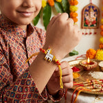 Playful White and Gold Unicorn Motif Kids Rakhi