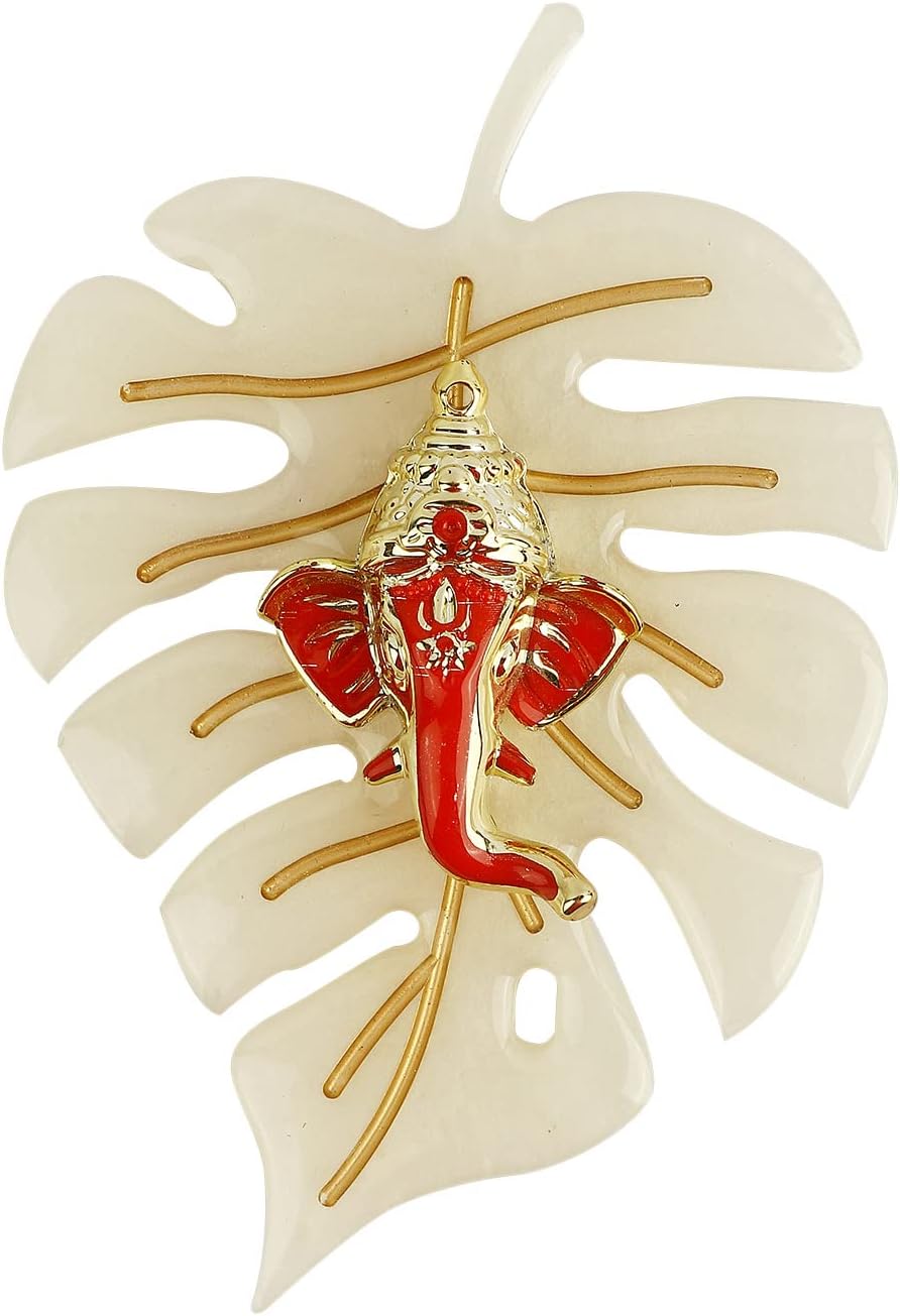 Elegant Classic Finish Ganesha On Leaf Wall Hanging