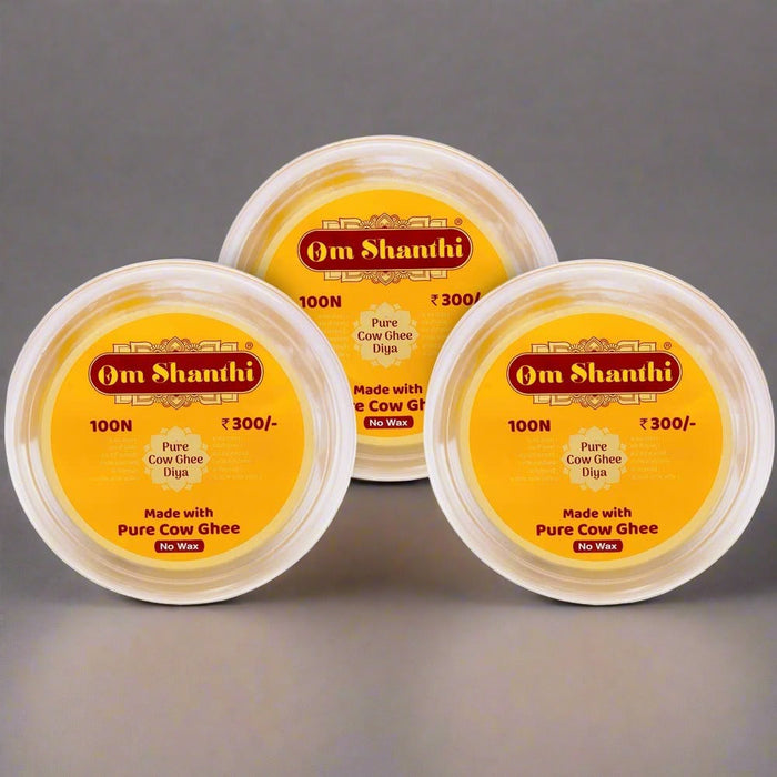 Om Shanthi Cow Ghee Wicks for Puja - Pack of 3