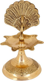 Handcrafted Brass Flying Peacock Kerala Samai Deepam Puja Diya