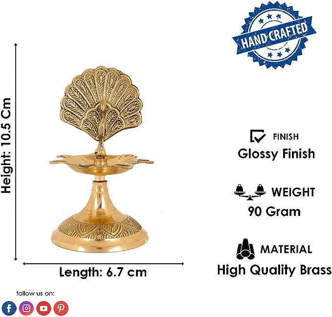 Handcrafted Brass Flying Peacock Kerala Samai Deepam Puja Diya