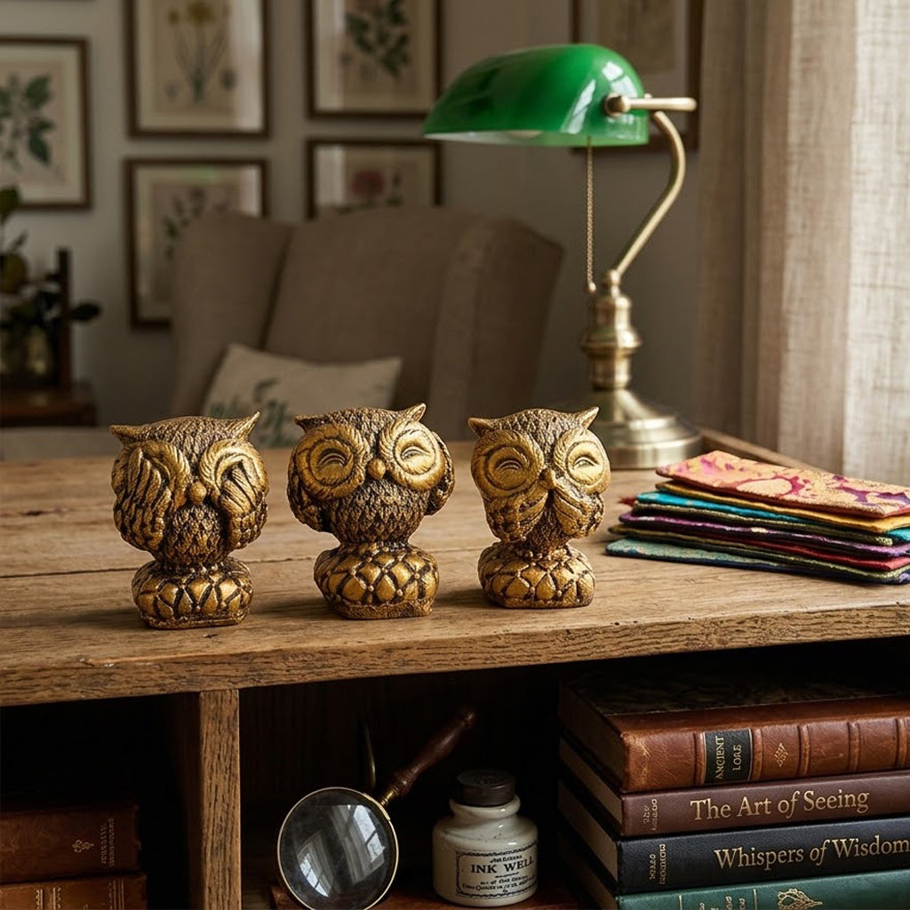 3 Wise Owls Home Decor Figurines Set