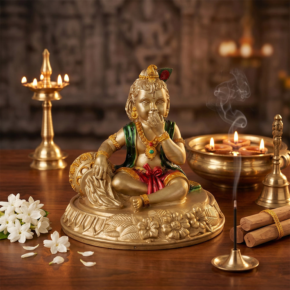 Premium Multi-Tone Laddu Gopal Resin Statue