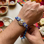 Royal Blue Evil Eye Solitaire Crystal Designer Rakhi (Set of 2)