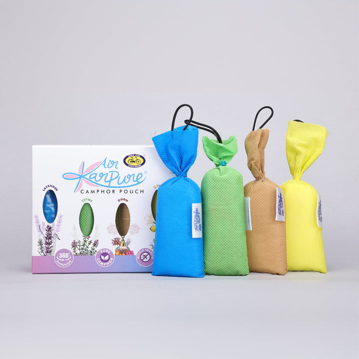 Karpure camphor pouch combo with Oudh, citrus, lavender and thyme fragrances