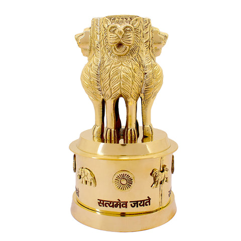 6 Inch Brass Ashoka Pillar Showpiece - Decorative Symbol of India – Ideal for Home & Office Décor, Cultural Gifting, and Traditional Displays | India’s Largest Brass Idols Brand – www.satvikstore.in.