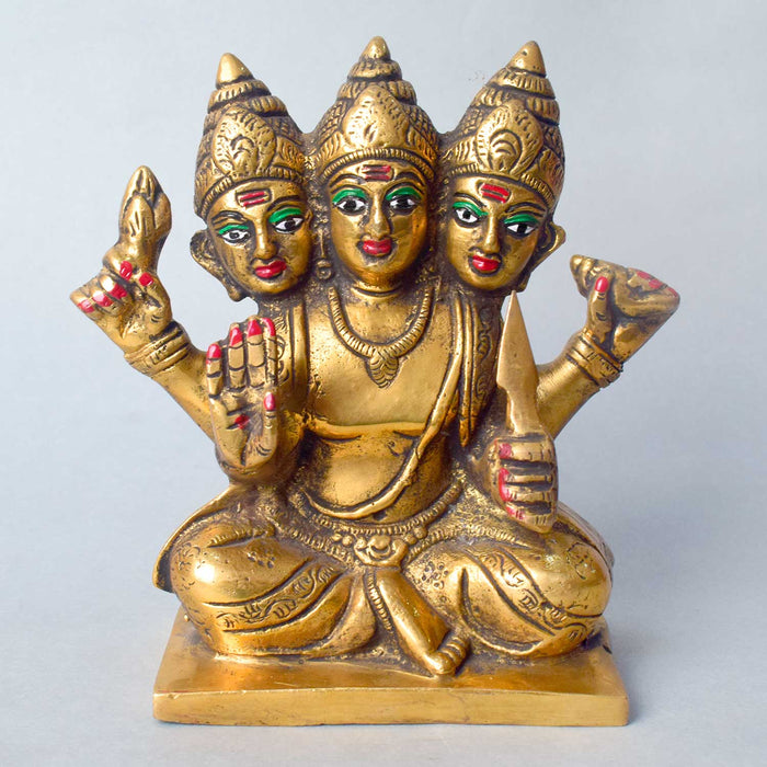 5.9 Inch Exquisite 6 Mukh Kartikey Brass Idol – A beautifully crafted brass statue of Lord Kartikey with six faces, symbolizing strength, wisdom, and divine power, perfect for home temples and spiritual decor.  No.1 Brass Idol Store www.satvikstore.in 
