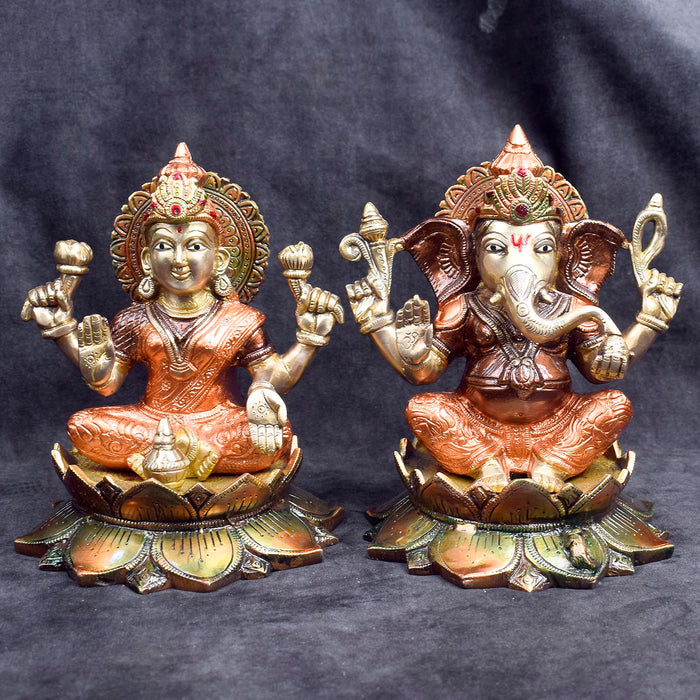 Beautiful handcrafted brass Lakshmi Ganesh idol for home temple and festive pooja. India’s Largest Brass Idols Brand - www.satvikstore.in