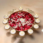 Decorative Metal Peacock Flower Urli with Tea Light