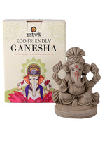 6 Inch Traditional Eco-Friendly Natural Clay Ganesha Idol with Pagdi