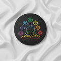 7 chakra black obsidian plate for chakra healing and energy balance. India’s Largest Puja Accessories Brand- www.satvikstore.in
