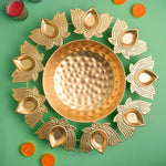 Lotus Petals Shape Metal Urli With Tea Light