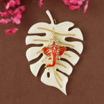 Elegant Classic Finish Ganesha On Leaf Wall Hanging