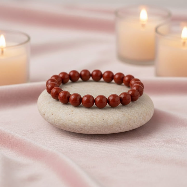 8MM Red Jasper Bracelet Spiritual Healing and Energy Bracelet for Positive Energy and Meditation India’s Largest Puja Accessories Brand- www.satvikstore.in