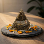 7 Horses Raw Pyrite Frame + Pyrite Tree Pyramid Combo