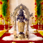 11.4 Inch Handcrafted Black Brass Ram Lala Statue for Worship and Decor
