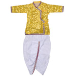 Yellow Krishna Dress – Sequin Embellished Outfit with Silver Border