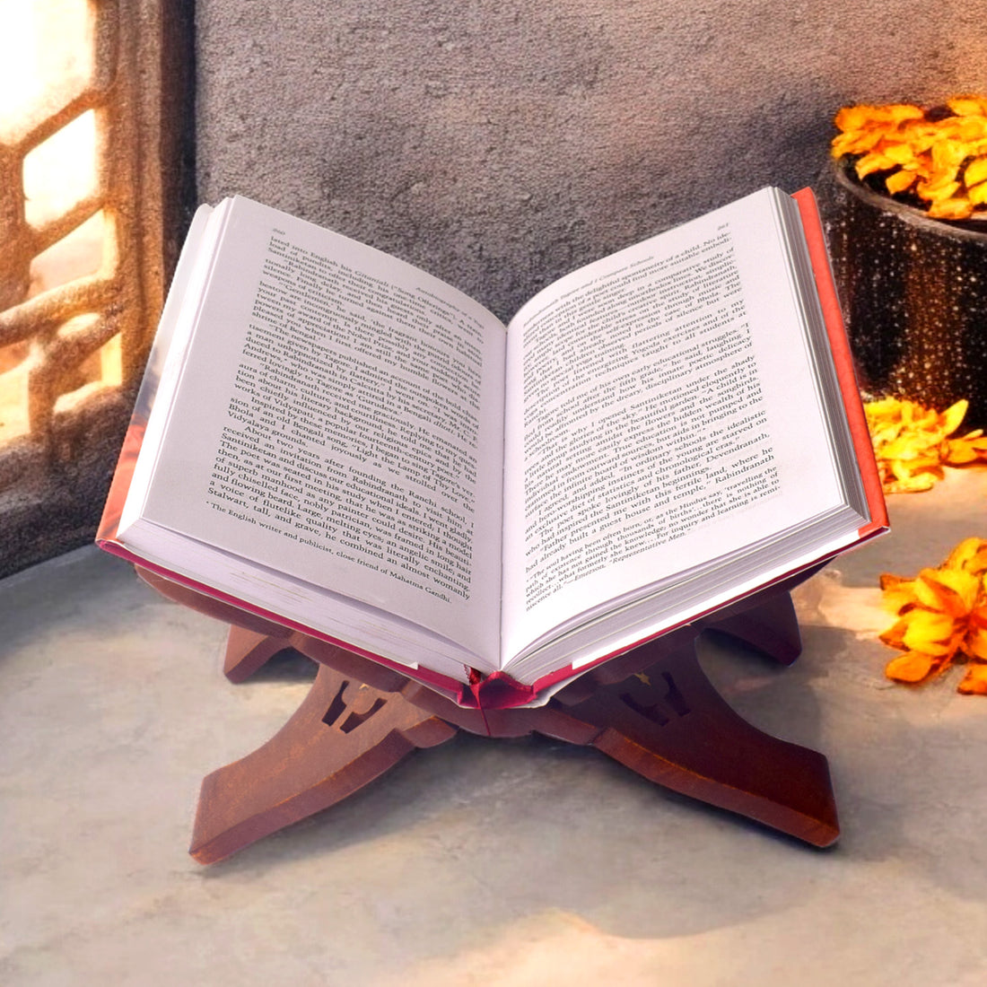 Wooden Foldable Rehal Book Stand for Pooja and Holy Books