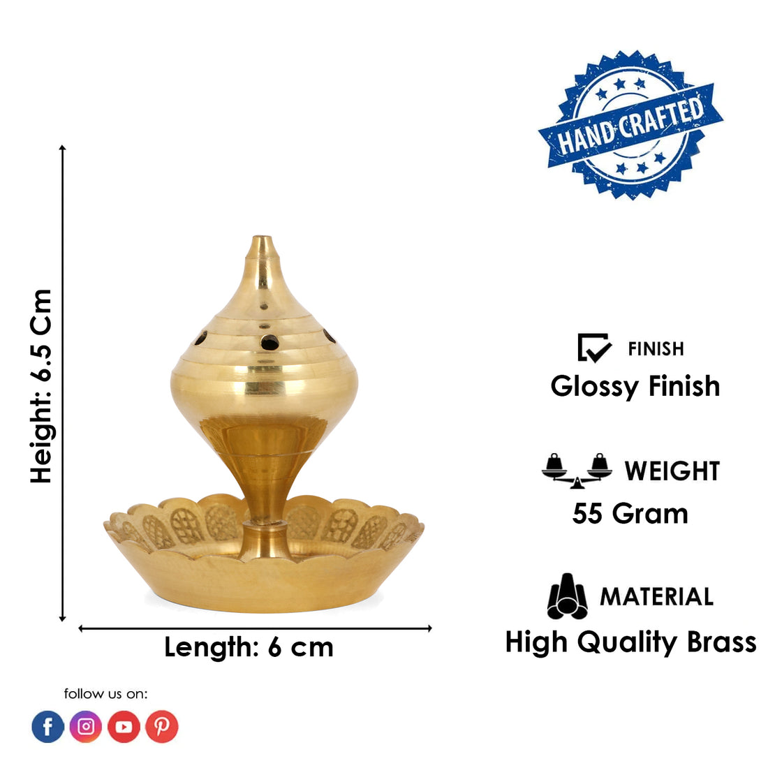 Pure Brass Agarbatti Stick Stand with Ash Catcher