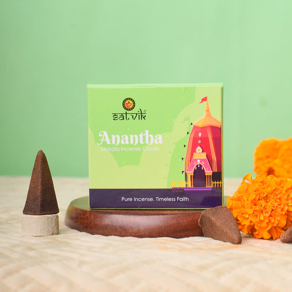 Anantha Pure Masala Incense Cones – Natural Handcrafted Dhoop for Meditation and Pooja. India’s Largest Pooja Accessories Brand - www.satvikstore.in
