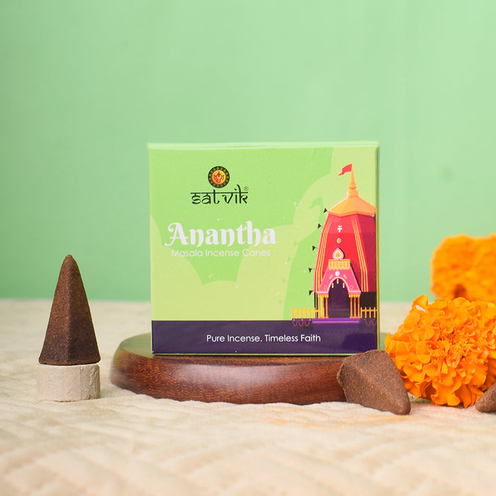 Anantha Pure Masala Incense Cones – Natural Handcrafted Dhoop for Meditation and Pooja. India’s Largest Pooja Accessories Brand - www.satvikstore.in
