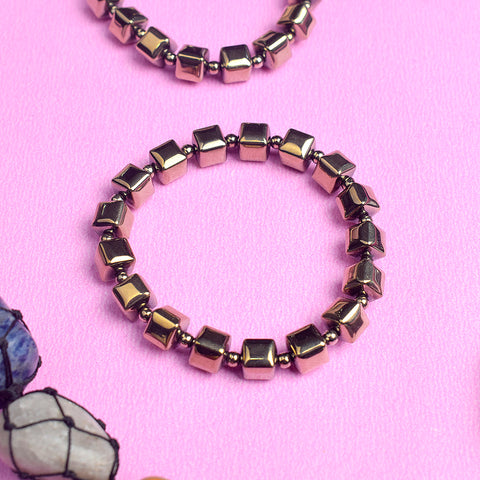 Authentic Pyrite Crystal Square Beads Bracelet for Reiki Healing with 8MM Stones for Prosperity and Energy Balance. India’s Largest Pooja Accessories Brand – www.satvikstore.in