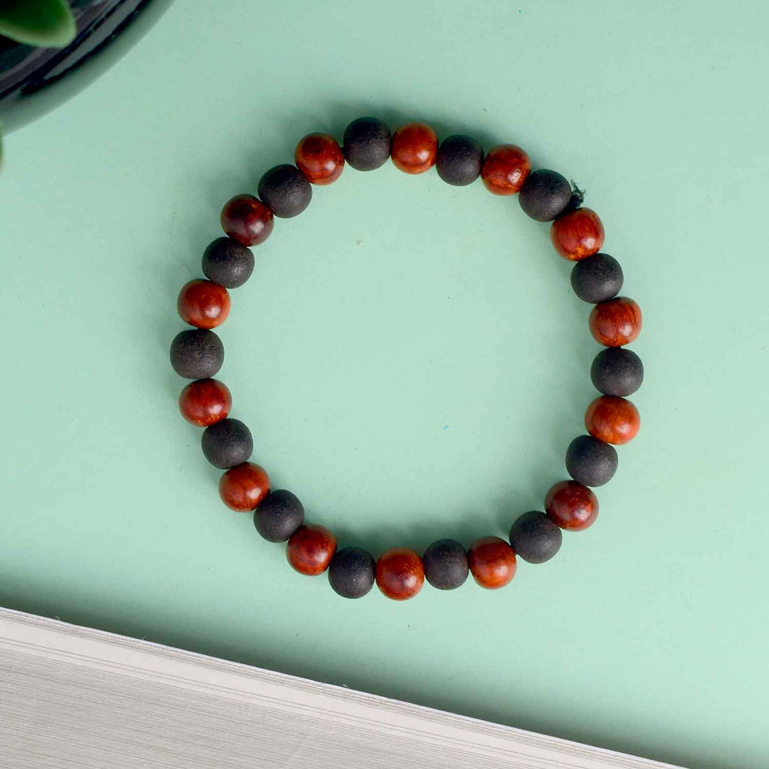 Govt. Certified 8mm Red Sandalwood and Karungali Bracelet
