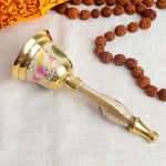 7 Inch Handcrafted Meenakari Brass Puja Bell (White)