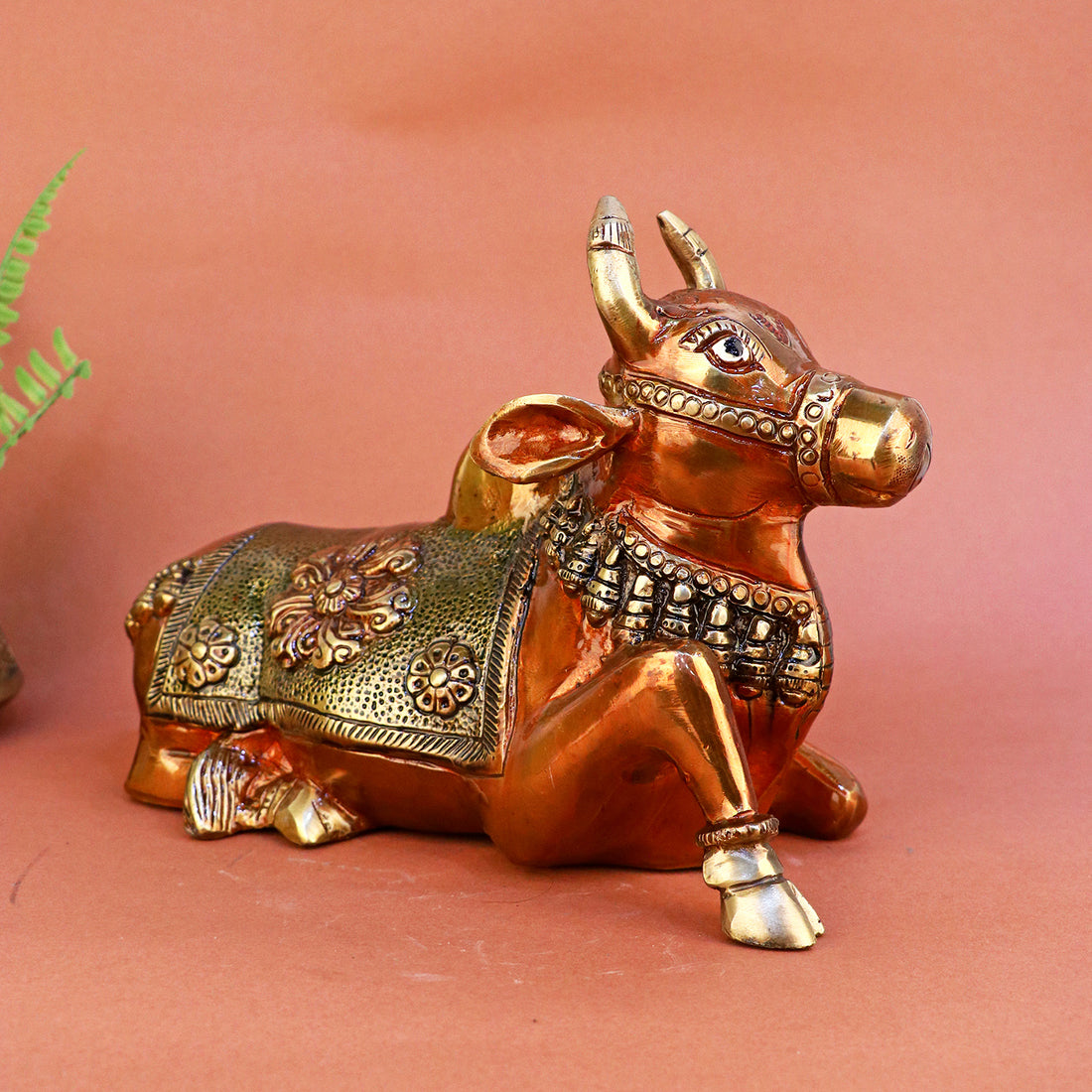 7 Inch beautifully crafted Brass Nandi Idol symbolizing devotion and strength, ideal for temples and spiritual home décor. No.1 Brass Idol Store www.satvikstore.in 