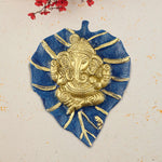 1 pc Lord Ganesh on Leaf Patta Wall Hanging White