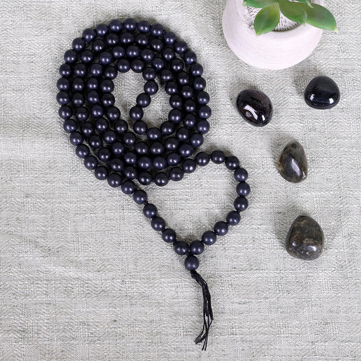 Black Hakik Jap Mala with Natural Tourmaline Beads for Protection and Healing. India’s Largest Pooja Accessories Brand – www.satvikstore.in