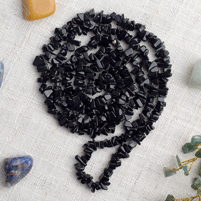 Black Onyx Crystal Necklace for Chakra Healing & Protection