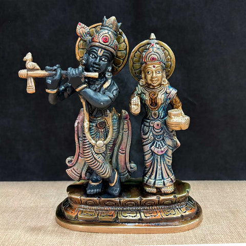 6.7 Inch Radha Krishna Idol – Exquisitely Crafted Brass Statue Representing Divine Love and Spiritual Bliss, Ideal for Home Temple, Pooja, and Sacred Decor. No.1 Brass Idol Store www.satvikstore.in 