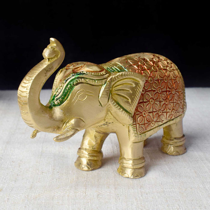 3.1 Inch Brass Elephant Figurine, finely crafted to symbolize strength, wisdom, and prosperity—ideal for home decor, Vastu, and gifting. No.1 Brass Idol Store www.satvikstore.in 