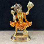5.5 Inch Brass Hanuman Ji Idol carrying Sanjeevani mountain, finely crafted with dynamic detailing – symbol of strength, devotion, and healing, ideal for home temple and spiritual gifting No.1 Brass Idol Store www.satvikstore.in 
