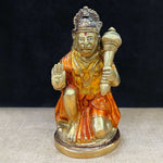 6.1 Inch Brass Hanuman Statue depicting Lord Bajrangbali in a powerful and devotional stance, ideal for home temple and spiritual decor. No.1 Brass Idol Store www.satvikstore.in  