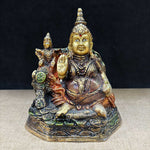 6.5 Inch Auspicious Lord Kuber Idol with Laxmi Ji made from premium brass, symbolizing divine wealth and prosperity, ideal for Diwali, Dhanteras, and home temple decor. No.1 Brass Idol Store www.satvikstore.in 
