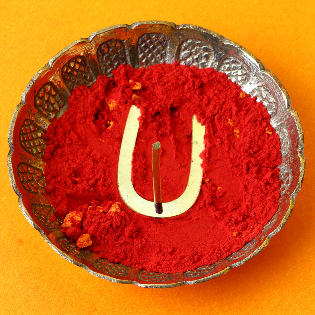 Brass U Shape Tilak Stamp, a sacred brass tool used for applying a U-shaped tilak during pooja, spiritual rituals, and deity worship. 
India’s Largest Pooja Accessories Brand – www.satvikstore.in 