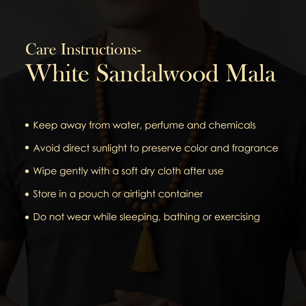 Certified 8mm 100% Original Authentic Mysore White Sandalwood (Chandan) thread Jap Mala