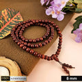 Certified 8mm 100% original authentic red sandalwood (Chandan) jap mala from Andhra Pradesh, featuring smooth round beads for meditation and spiritual practices. India’s Premium Jap Mala Store - www.satvikstore.in