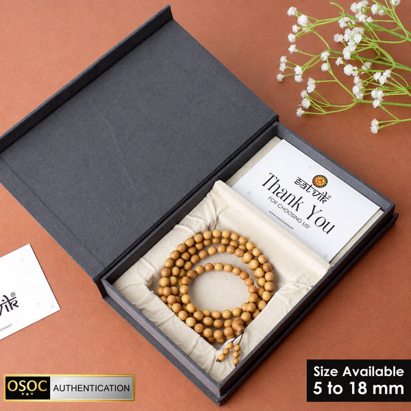 Certified 100% Original Authentic Mysore White Sandalwood (Chandan) Jap Mala