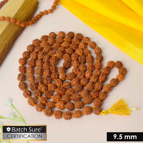 Certified brown Rudraksha mala made of natural sacred beads, used for meditation and spiritual healing. India’s Premium Rudraksha Jap Mala Store- www.satvikstore.in