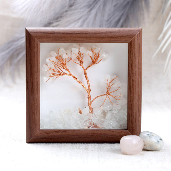Clear Quartz Tree with Frame Decorative Spiritual Piece